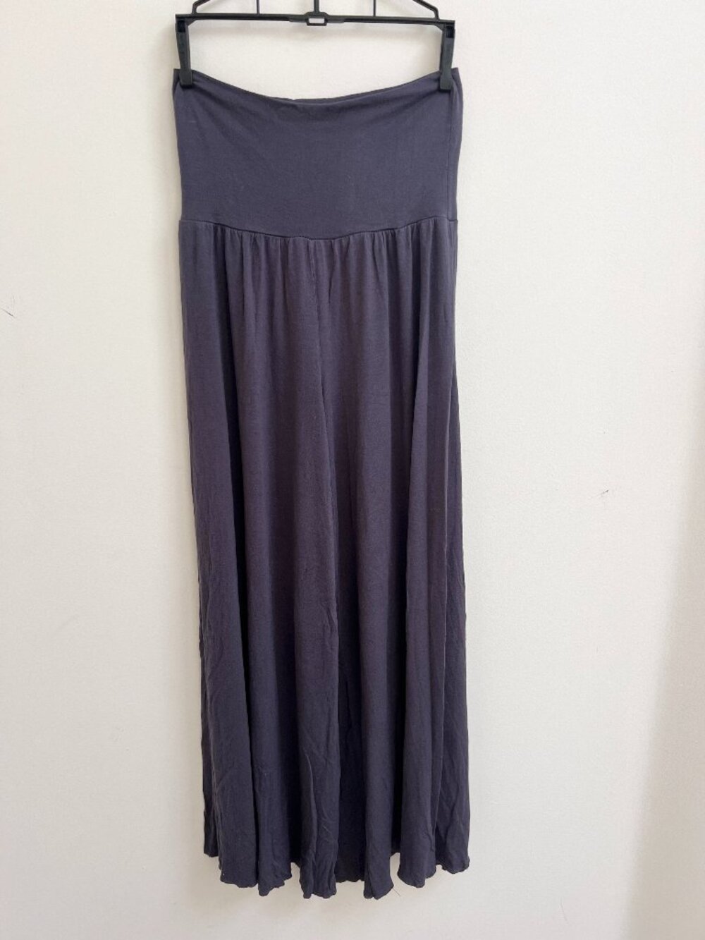 Charcoal Grey Foldover Waist Wide Leg Palazzo Lounge Pants S TALL 41" Inseam